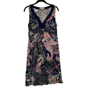 Tommy Bahama Promenade Tambour Paisley Print‎ V-Neck Dress Size S